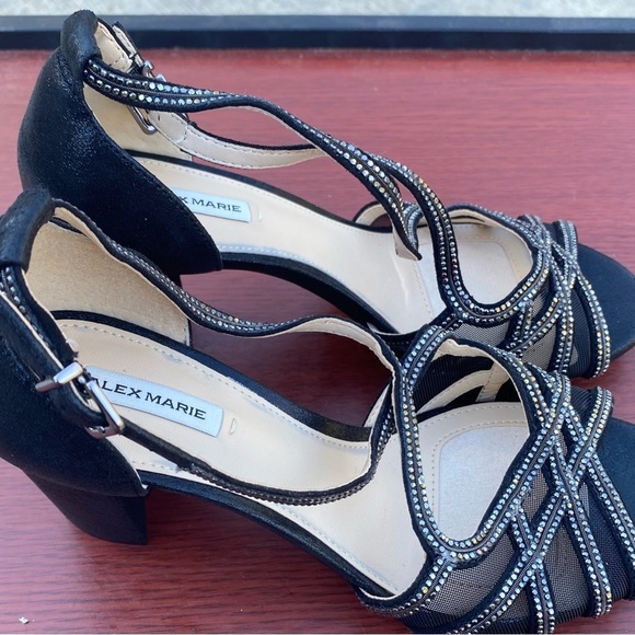 Alex Marie Rhinestone Embellished‎ Criss Cross Mesh Heels Party Shoes - Picture 2 of 5